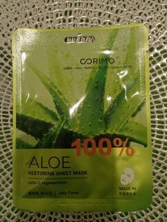 Маска для лица, Corimo, Восстановление, тканевая, 22 г, 100% Aloe - фото 2 от пользователя