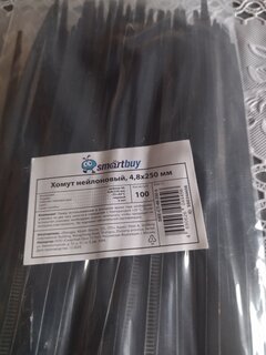 Хомут стяжной кабельный, 4.8х250 мм, нейлон, 100 шт, Smartbuy, SBE-CT-48-250-b - фото 5 от пользователя