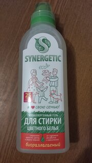 Гель для стирки Synergetic, 0.75 л, для цветного белья - фото 1 от пользователя