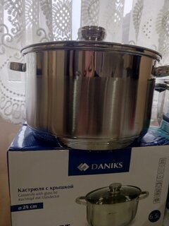 Кастрюля нержавеющая сталь, 6.5 л, с крышкой, крышка стекло, Daniks, Стандарт-PR, SD-24-2, индукция - фото 3 от пользователя