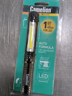 Фонарь автомобильный Camelion, LED51521, пластик, черный, 3XR03, COB LED+LED коллиматор, 13361 - фото 1 от пользователя