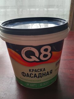 Краска воднодисперсионная, Formula Q8, акриловая, фасадная, матовая, белая, 1.4 кг - фото 2 от пользователя