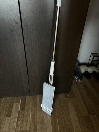 Швабра плоская, микрофибра, 120х35х11 см, серая, с вертикальным отжимом, светло-серая, Марья Искусница, YS-HF6 - фото 2 от пользователя