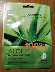 Маска для лица, Corimo, Восстановление, тканевая, 22 г, 100% Aloe - фото 4 от пользователя