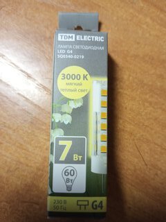 Лампа светодиодная G4, 7 Вт, 60 Вт, 230 В, капсула, 3000 К, теплый белый свет, TDM Electric - фото 1 от пользователя