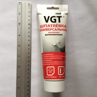 Шпатлевка VGT, 27225, акриловая, универсальная, для внутренних и наружных работ, 0.33 кг - фото 6 от пользователя