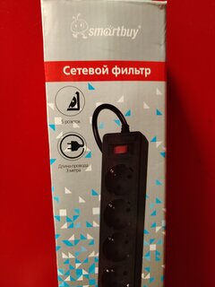Сетевой фильтр 5 гнезд, 3 м, ПВС, 3х0.75 мм², с заземлением, 10 А, без защитной шторки, черный, Smartbuy, SBSP-30-K - фото 2 от пользователя