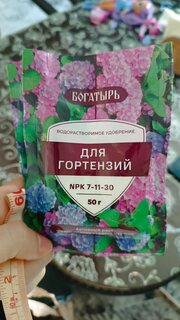 Удобрение Богатырь, для гортензий, 50 г, Лама Торф - фото 2 от пользователя
