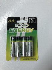 Батарейка Трофи, АА (LR6, 15A), Energy Alkaline, щелочная, 1.5 В, блистер, 4 шт, Б0017046 - фото 5 от пользователя