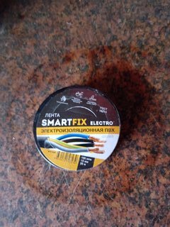 Изолента ПВХ, 15 мм, 150 мкм, черная, 20 м, SmartFix, Electro, SFE152R - фото 1 от пользователя