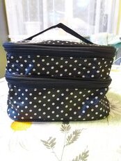 Косметичка 13.5х11.5х20 см, сундучок, 2 отделения, Горошек, Y9-168, прямоугольная, застежка молния, черная - фото 3 от пользователя