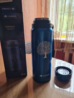Термос нержавеющая сталь, 0.75 л, широкая горловина, Daniks, колба нержавеющая сталь, синий, SL-75DD - фото 5 от пользователя