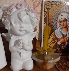 Фигурка декоративная Ангелочек с венком, 6х4.5х11 см, Y4-3534 - фото 1 от пользователя