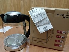 Чайник электрический JVC, JK-KE1705, черный, 1.7 л, 2200 Вт, скрытый нагревательный элемент, стекло - фото 1 от пользователя