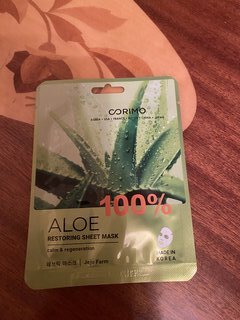 Маска для лица, Corimo, Восстановление, тканевая, 22 г, 100% Aloe - фото 9 от пользователя