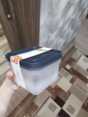 Контейнер пищевой пластик, 1 л, 14.5х14.5х10.5 см, 3 шт, в ассортименте, квадратный, Альтернатива, М7476 - фото 3 от пользователя