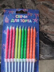 Свечи для торта, 10 см, винтовые, 10 шт, в ассортименте, Микрос, с держателями 4.8 см - фото 6 от пользователя