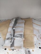 Набор полотенец кухонных 4 шт, 30х60 см, махровый, 100% хлопок, 420 г/м2, Barkas, Стильная кухня, песочный, Узбекистан - фото 7 от пользователя