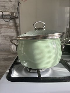Кастрюля эмалированная сталь, 3 л, с крышкой, крышка стекло, металлические ручки, Сантэкс, Слм, 1-2430211, салатовый ментол, индукция - фото 1 от пользователя