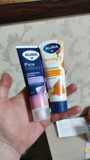 Набор подарочный для женщин, Aura, Pure Cotton, крем для рук питательный, 75 мл + крем для рук ночной, 75 мл - фото 3 от пользователя