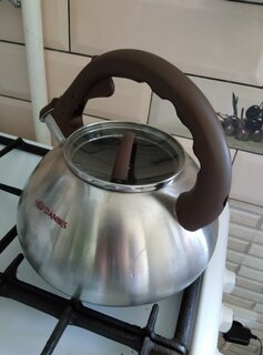 Чайник нержавеющая сталь, 3 л, со свистком, матовый, Daniks, Emerald, индукция, коричневый, DSC-8804 - фото 5 от пользователя