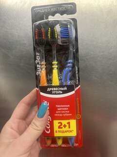 Зубная щетка Colgate, Зигзаг, средней жесткости, 3 шт, Древесный уголь - фото 5 от пользователя