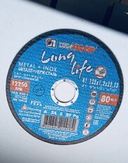 Круг отрезной по металлу, LugaAbrasiv, Long life, BF, диаметр 125х1.2 мм, посадочный диаметр 22.23 мм, зернистость A54, S 80 м/с - фото 2 от пользователя