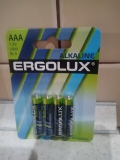 Батарейка Ergolux, ААА (LR03, 24A), Alkaline, щелочная, 1.5 В, блистер, 4 шт, 11744 - фото 1 от пользователя