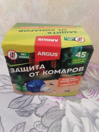 Репеллент от комаров, фумигатор с жидкостью, без запаха, 45 ночей, Argus, 30 мл - фото 3 от пользователя