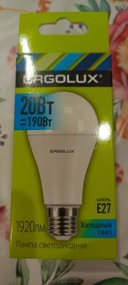 Лампа светодиодная E27, 20 Вт, 190 Вт, 220 В, груша, 4500 К, холодный белый свет, Ergolux - фото 4 от пользователя