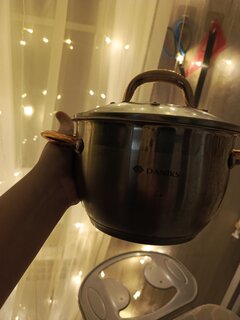 Кастрюля нержавеющая сталь, 2.6 л, с крышкой, крышка стекло, Daniks, Мадрид Gold, SD-318G, индукция - фото 1 от пользователя