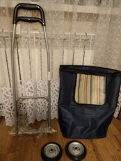 Тележка хозяйственная 95х95.5 см, 30 кг, синяя, с сумкой, полоска, складная, JC-9478-син - фото 6 от пользователя