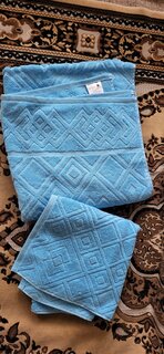 Полотенце банное 70х140 см, 100% хлопок, 450 г/м2, жаккард, Ромбы 4443, Авангард, голубое, 62, Россия, С81-ЮА - фото 9 от пользователя