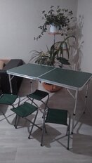 Стол складной металл, прямоугольный, 120х60х68.5 см, столешница МДФ, зеленый, Green Days, 4 стула - фото 3 от пользователя