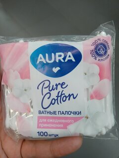 Ватные палочки 100 шт, полиэтилен, Aura, 2937/2252/1646 - фото 6 от пользователя