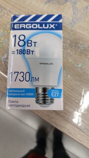 Лампа светодиодная E27, 18 Вт, 180 Вт, 220 В, груша, 4500 К, нейтральный белый свет, Ergolux - фото 4 от пользователя