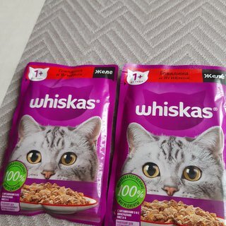 Корм для животных Whiskas, 75 г, для взрослых кошек 1+, желе, говядина/ягнятина, пауч, G8457 - фото 1 от пользователя