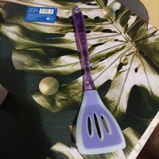 Лопатка кулинарная силикон, с прорезями, навеска, фиолетовая, Daniks, YW-KT129P-3 - фото 1 от пользователя