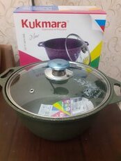 Кастрюля алюминий, антипригарное покрытие, 3 л, с крышкой, крышка стекло, Kukmara, Фисташковый Мрамор, кмф32а - фото 1 от пользователя
