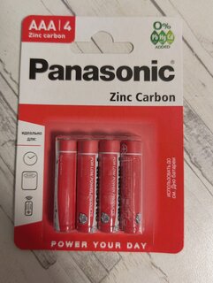 Батарейка Panasonic, ААА (R03, 24D), Zinc-carbon, солевая, 1.5 В, блистер, 4 шт - фото 9 от пользователя