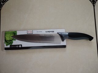 Нож кухонный Daniks, Модерн, шеф-нож, нержавеющая сталь, 20 см, рукоятка пластик, YW-A040-CH/YW-A040G-CH - фото 9 от пользователя