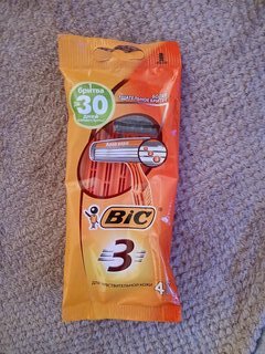 Станок для бритья Bic, Sensitive, для мужчин, 3 лезвия, 4 шт, одноразовые, 8729022 - фото 2 от пользователя