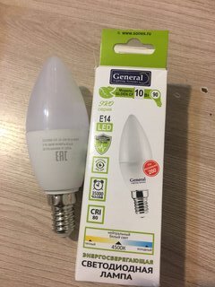 Лампа светодиодная E14, 10 Вт, 230 В, свеча, 4500 К, нейтральный белый свет, General Lighting Systems, GLDEN-CF, CF, 682800 - фото 6 от пользователя