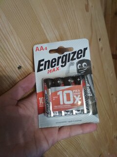 Батарейка Energizer, АА (LR06, LR6), Alkaline Max, алкалиновая, 1.5 В, блистер, 4 шт, E300157100/Кб727899 - фото 2 от пользователя