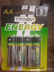 Батарейка Трофи, АА (LR6, 15A), Energy Alkaline, щелочная, 1.5 В, блистер, 4 шт, Б0017046 - фото 2 от пользователя