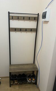 Вешалка в прихожую 70х32х175 см, металл, полка для обуви, 80 кг, Лофт, HSR41MB - фото 2 от пользователя