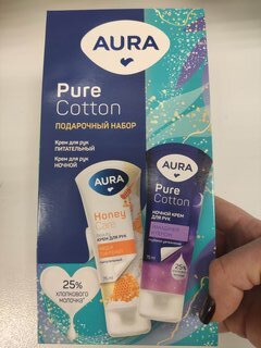 Набор подарочный для женщин, Aura, Pure Cotton, крем для рук питательный, 75 мл + крем для рук ночной, 75 мл - фото 5 от пользователя