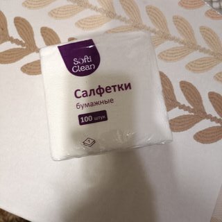 Салфетки бумажные Softi Clean, 100 шт, 1 слой, белые - фото 2 от пользователя