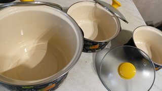 Набор посуды эмалированная сталь, 6 предметов, кастрюли 1.5,2.3,5 л, Керченский металлургический завод, Сыр-5-1-Экстра, коричневый - фото 3 от пользователя