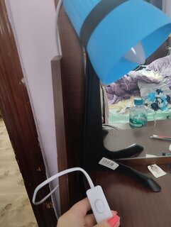 Светильник настольный E14, 40 Вт, черный, абажур голубой, Uniel, ULO-K22 D, UL-00009544 - фото 3 от пользователя
